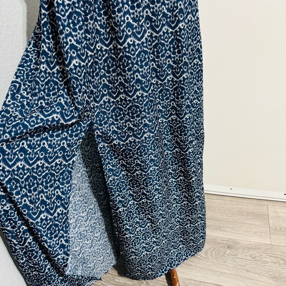 BP Women Blue Halter Elegant Summer Slit Maxi Dress Size M Elastic Waist Band - Picture 7 of 17